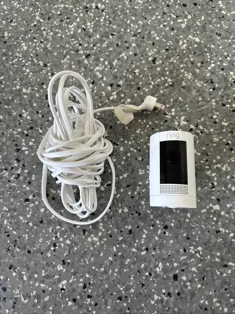 Ring 5UM7E5 Stick Up Cam Security Camera - White (No Mounting Plate) Long Power