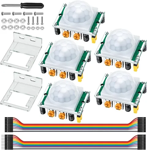 5Pcs HC-SR501 PIR Motion Sensor Kit, 5-18S Adjustable Infrared Module, Compatibl