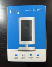 Ring Outdoor Cam Plus 2K Battery Wi‑Fi, Newest Model, Color Night Vision, White