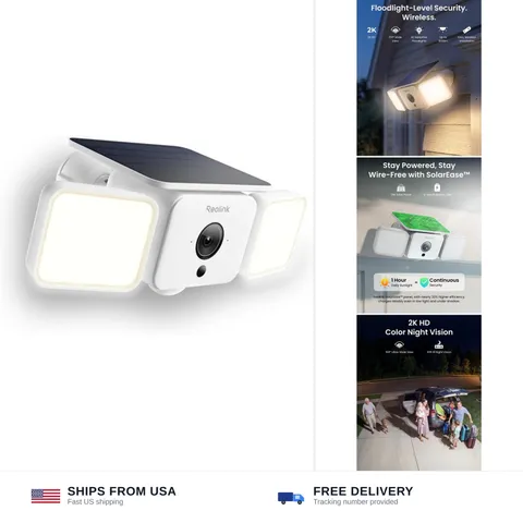REOLINK Solar Floodlight Cam, 2K 150° Security Cameras Wireless Outdoor, Up t...