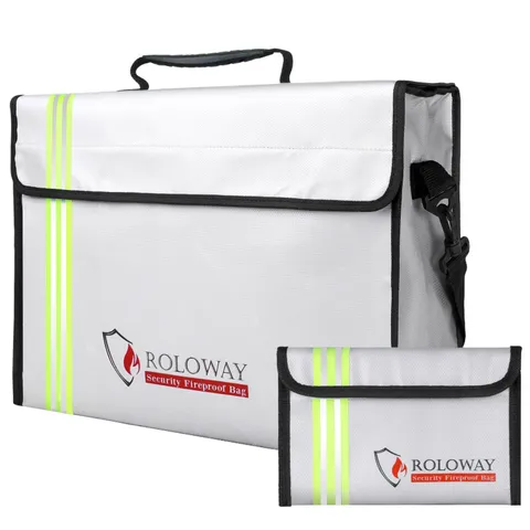 Large 15x12x5 Inches Fireproof Bag Reflective Strip Water Resistant Safe