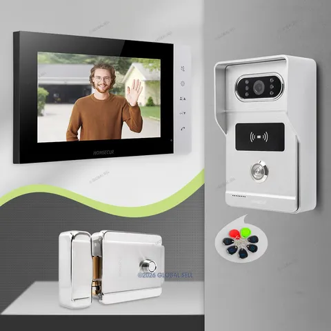 HOMSECUR 4 Wire Video Doorphone Entry Intercom RFID Keyfobs Monitoring Security