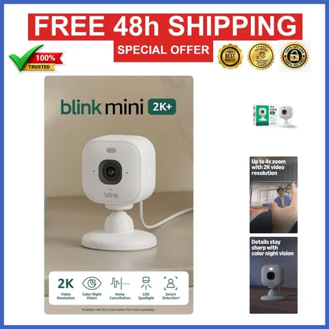Blink Mini 2K+ Indoor Security Camera - Night Vision, 2K Resolution