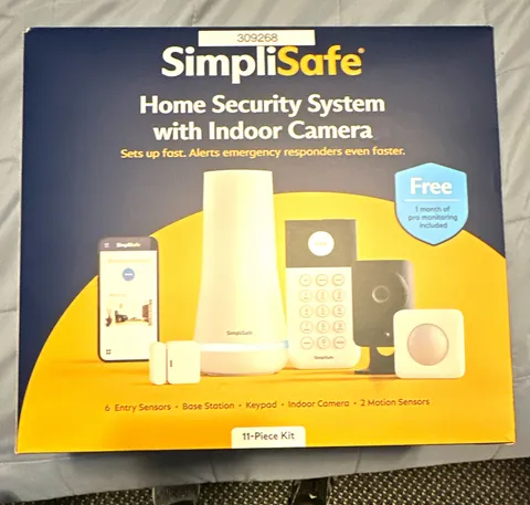 SimpliSafe Home Security System 11-Piece Kit w/ 1 Indoor Camera, Wi-Fi Wireless