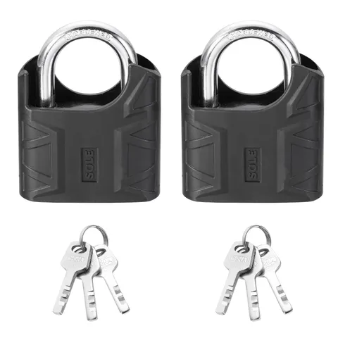 2Pcs High Security Solid Steel Padlock with Key, Black (2-3/8 Inch)