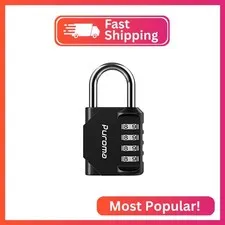 Puroma 1 Pack Combination Lock Locker 4 Digits Combo Padlock Gym Black
