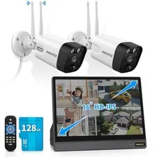 (2026 Update) Wireless WiFi Outdoor Security Camera System with Monitor, Buil...