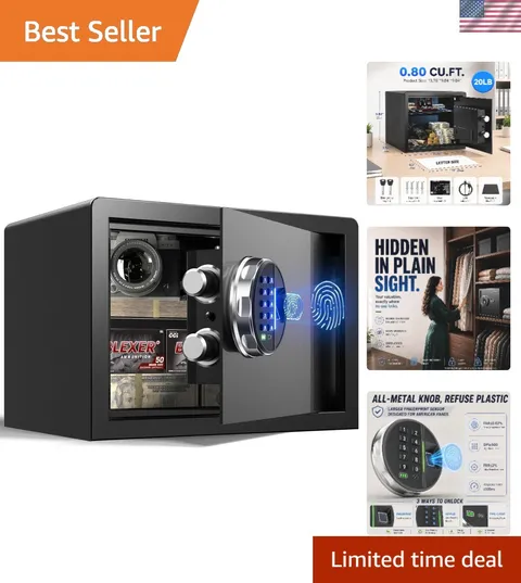 20LB Biometric Safe with Fingerprint Lock, 3-8 Digit PIN | 0.80 cu.ft. Safe w...