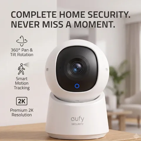 eufy Indoor Cam C220 2K Security Camera 360 Pan Tilt Pet Monitor Certified Refur