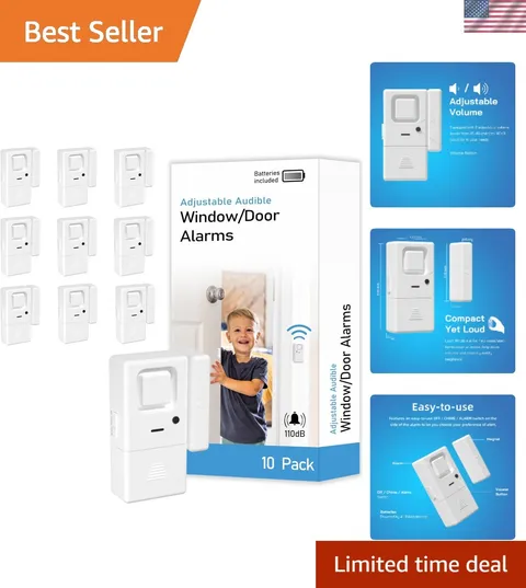 Instant Alert Wireless Door Window Security Alarms - 10 Pack for Home Use