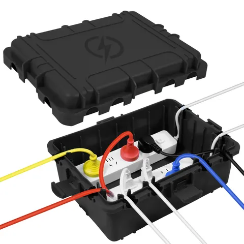 OUTDSPLY Large Outdoor Electrical Box Waterproof, IP54 Extension Cord Black