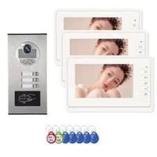 Home wired Video Speaker，3unit 7inch monitor video door speakerID card to Unlock