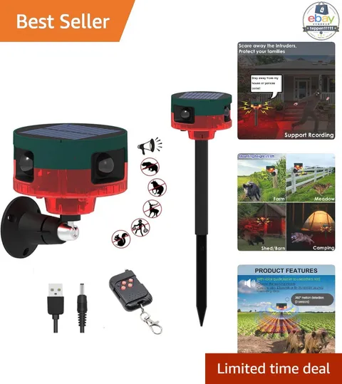 Solar Motion Sensor Alarm 13 Sounds Outdoor Recording Waterproof Security