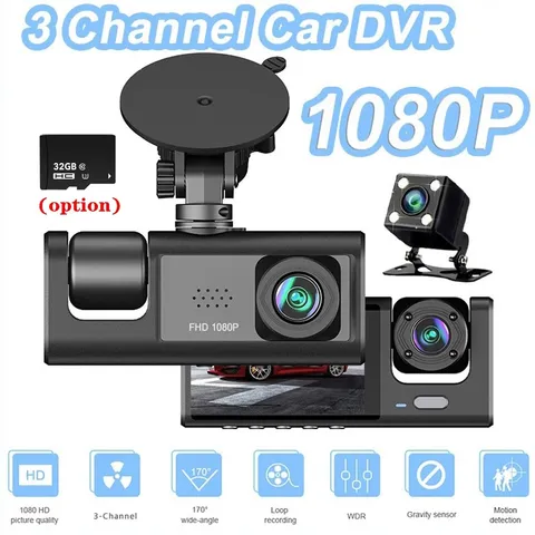 Camara Dash Para Coche HD 1080P Grabadora De Video Delantero/Trasero/Interior