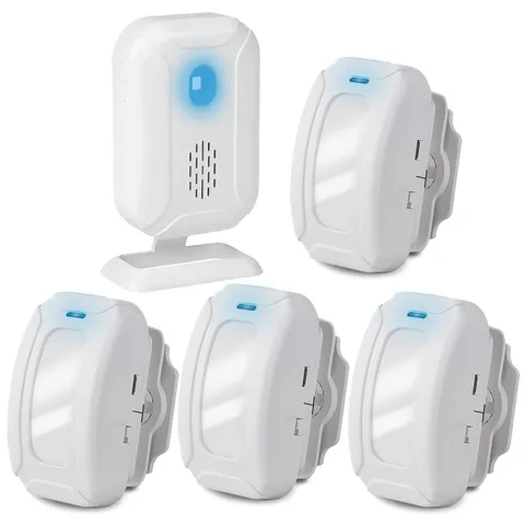 Wireless Electric PIR Motion Sensor Alarm Alert 918ft Entry Doorbell w/ 4 Sensor