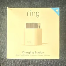 Ring Charging Station Dual-Port Dock, USB Powered, White w/ Cable & Supply