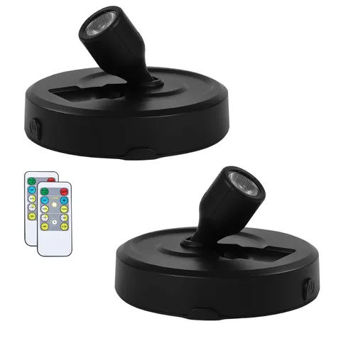 HOFUY 2-Pack Cordless Spotlight Battery Operated Picture 2 Pack, Black 