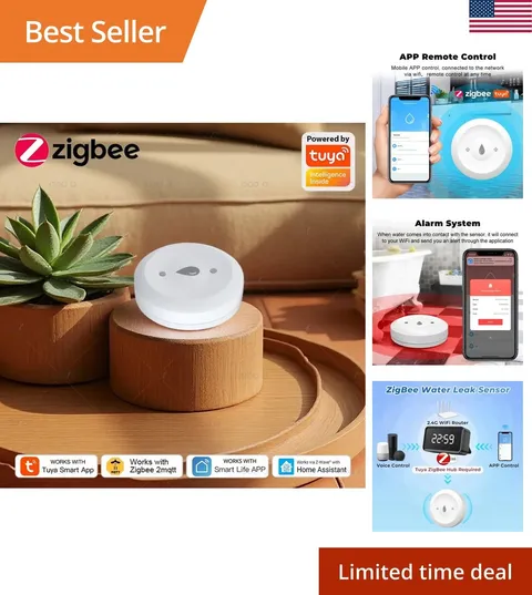 Tuya Zigbee Water Leak Sensor Flood Detector Smart App Alarm Kitchen Bathroom