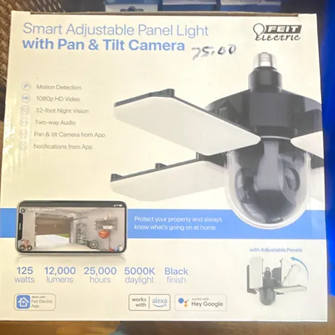 Feit Electric Smart Panel Light Camera Wi-Fi 1080p Pan/Tilt Night Vision Audio