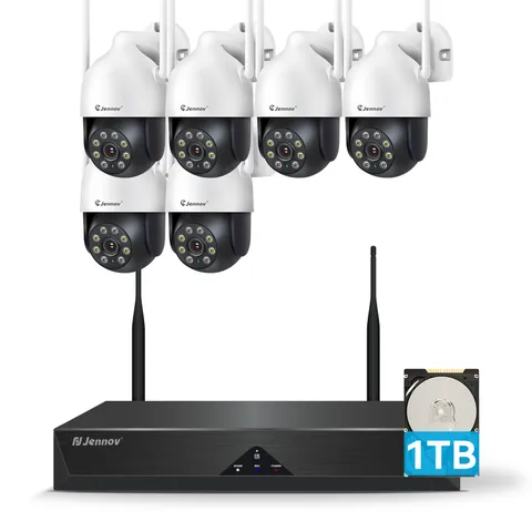 JENNOV Dual WiFi 5MP Outdoor Security Camera System 10CH NVR 1TB No Monthly Fee