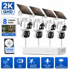 Wireless Security Camera System Kit With Solar Panel 10CH NVR Smart Night Vision