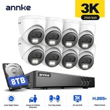 ANNKE 8CH DVR 3K Two Way Audio Security Camera System Color Night Vision AI