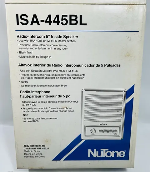 Nutone 5" Inside Intercom Speaker ISA-445BL Black