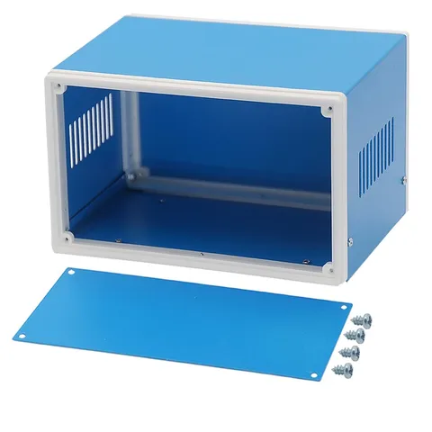 Zulkit Electronic Enclosures Blue Metal Enclosure 7.1" x 4.3" x 5.1",