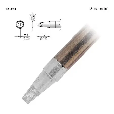 Hakko T39-D24 Soldering Tip, T.W. 2.4 Mm, T.L. 10 Mm