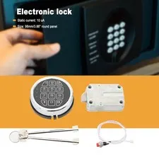 Safe Lock Replacement Chrome Keypad Safe Electronic Lock Solenoid with 2x Keys
