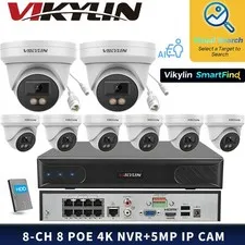 Vikylin SmartFind 8POE 8CH NVR System Color MIC 5MP Mini Surveillance Camera Lot