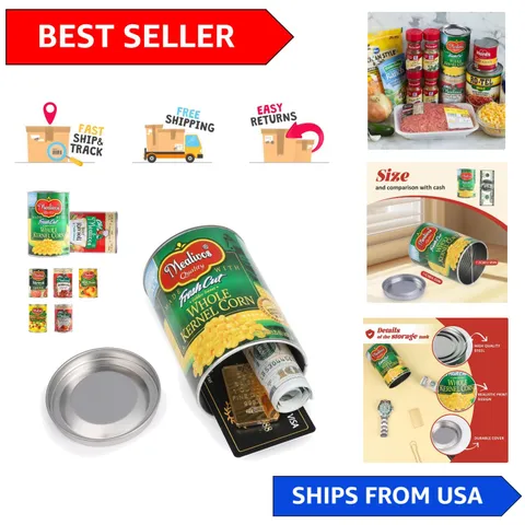 Realistic Fake Can Diversion Safe for Keys & Cash - Metal Yellow - Portable