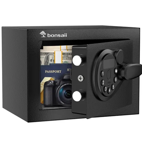 0.23 Cu Ft Security Safe Box with Electronic Keypad and Emergency Keys for Valua