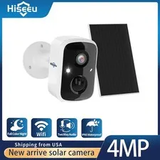 Hiseeu 4MP Wireless 5G Wifi Solar Battery Outdoor Security Camera Two-Way Audio