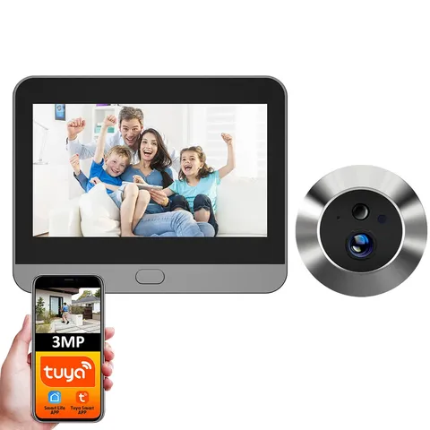 REHENTINT Tuya Smart WiFi Peephole Door Camera 4.3" LCD 3MP PIR Alexa