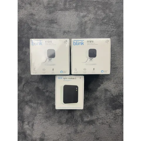 Blink Mini Indoor Smart Security Camera & Sync Module 2 Bundle White 1080p HD