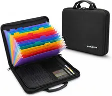 Fireproof Document Box with Lock, Hard Case File Organizer with Accordion Folder
