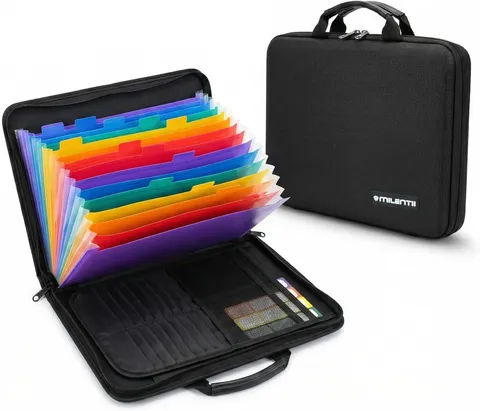 Fireproof Document Box with Lock, Hard Case File Organizer with Accordion Folder