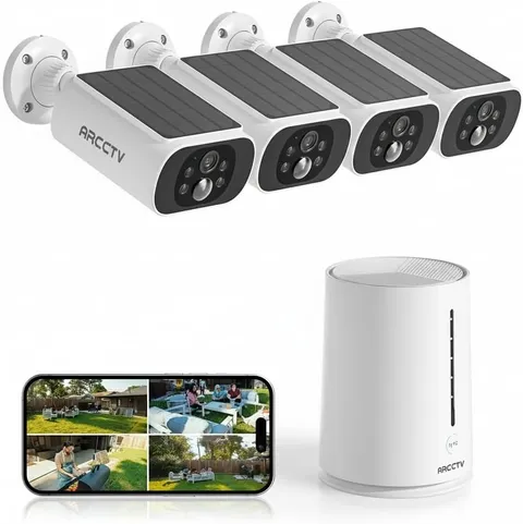 ARCCTV Solar Security Cameras Wireless Outdoor 4 Cam Kit