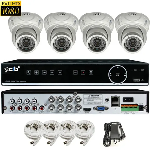 CIB True HD 8CH 1080P DVR system 1TB HDD 4X1080P 2.1MP Metal Vandal Dome Camera