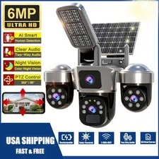 Solar Security Camera w/ Floodlight Outdoor Night Vision 2Way Audio Surveillance