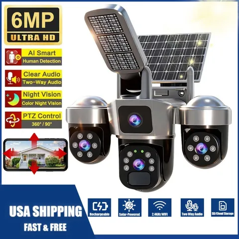 Solar Security Camera w/ Floodlight Outdoor Night Vision 2Way Audio Surveillance