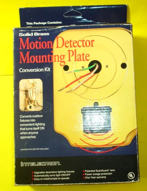 NIB-Solid Brass Motion Detector Mounting Plate Conversion Kit-Intelectron BC90WT