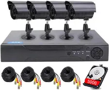 4CH 1080P DVR Security System with 4 Waterproof Cameras & Night Vision