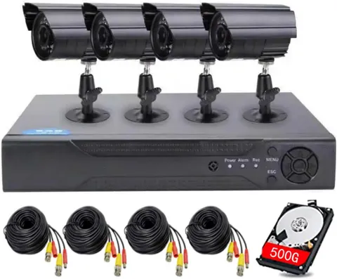 4CH 1080P DVR Security System with 4 Waterproof Cameras & Night Vision