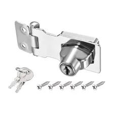 2.5Inch Keyed Hasp Locks Twist Knob Locking Keyed Different, Silver