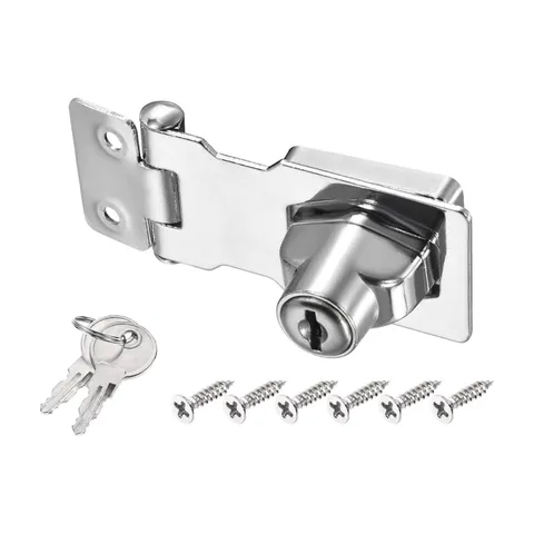 2.5Inch Keyed Hasp Locks Twist Knob Locking Keyed Different, Silver