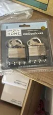 Complete Home Heavy Duty Steel Keyed Padlocks 1.5in (38mm) 2 Pack, 4 Keys Silver