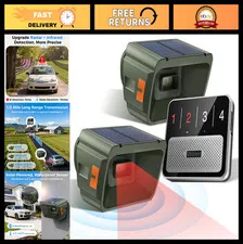 Wireless Driveway Alarm - Dual Radar & IR Detection, 1/2 Mile Range, Solar-Power