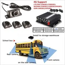 4CH Vehicles DVR 4G Wireless GPS Antenna Video Recorder+Remote+4*HD Cameras 12V